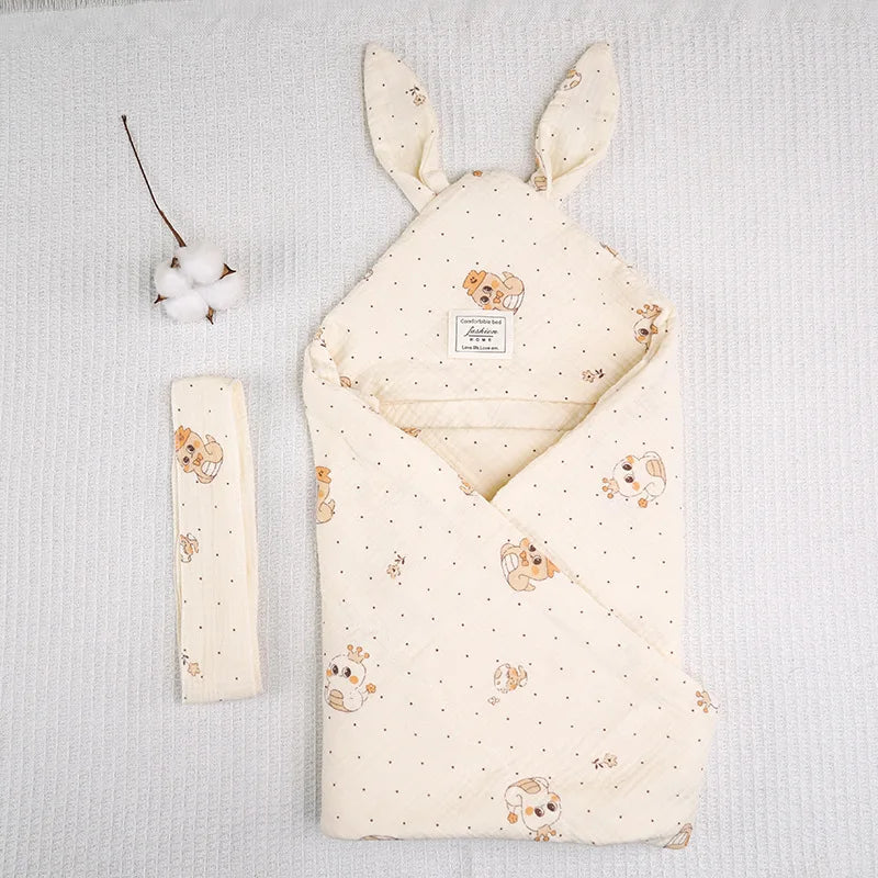 Couverture d'emmaillotage pour nouveau-né, double face, en gaze froissée respirante, disponible pour la salle de maternité. Produits d'emmaillotage pour bébé.