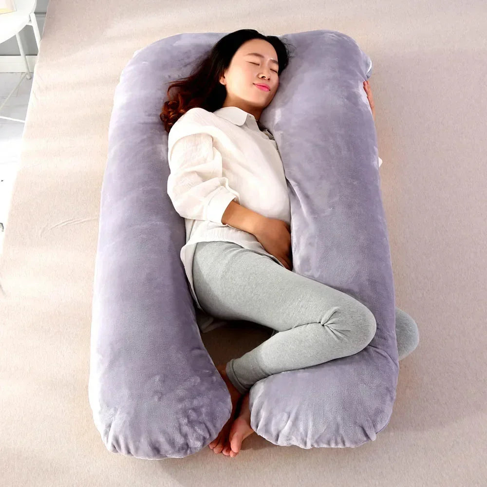 Soft Fleece Pregnant Pillow Gravida U Type Lumbar Pillow Multi Function Side Protect Cushion, Pillowcase, PP Cotton Dropshipping
