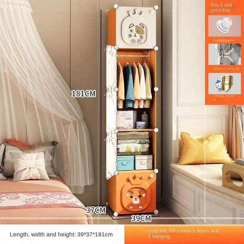 Home Bedroom Furniture Folding Wardrobe Clothes Cabinets Simple Dressers Cube Storage Locker Baby Closet Plastic Collapsible