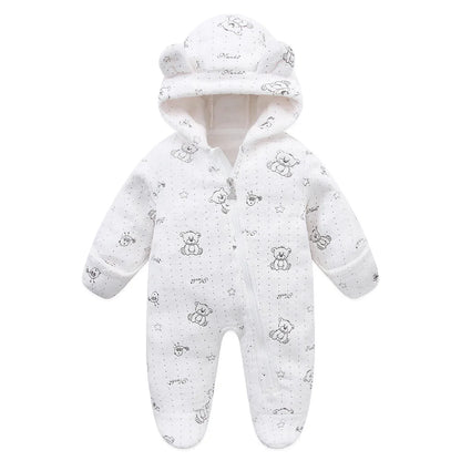 OLEKID 2025 Autumn Winter Newborn Baby overalls Flannel Hooded Kids Baby Girl Rompers 0-1 Years Toddler Boy Jumpsuit Outfits