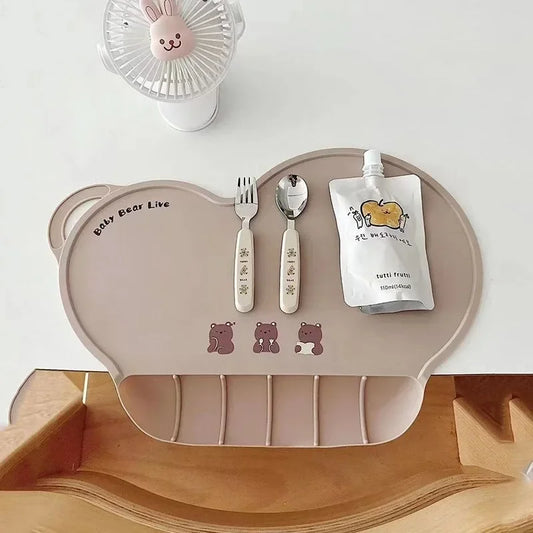 Food Grade Silicone Baby Bib Table Mat Infant Tiny Diner Portable Suction Cup Placemat For Kids Baby Feeding Kitchen Placemat
