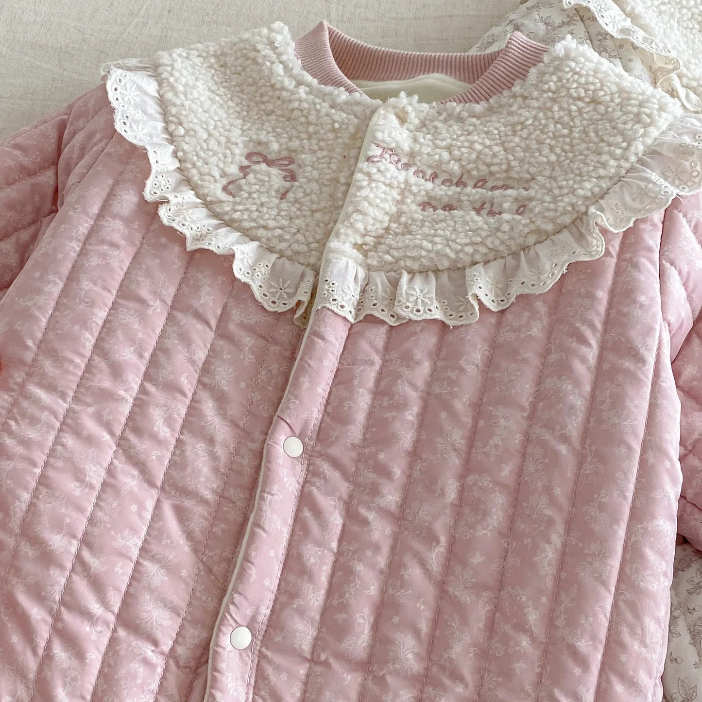 Cozy Floral Baby Romper with Detachable Hood