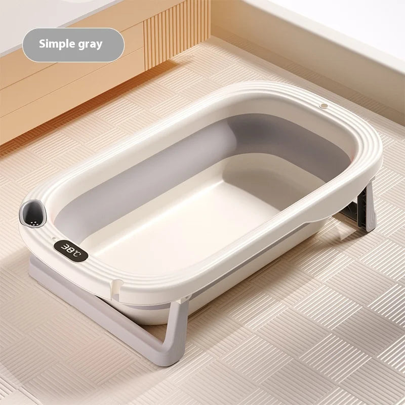 Intelligent warm baby bathtub lengthened and widened baby bathtub home foldable bathtub can sit and lie on baby bathtub