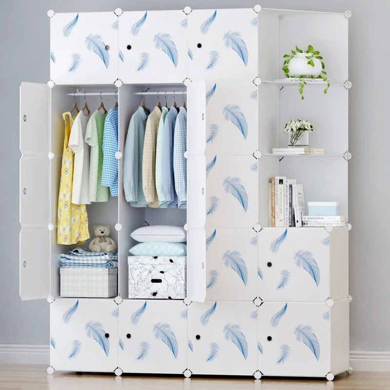 Minimalist Modern Closet Plastic Cube Fabric Storage Baby Open Clothes Wardrobe Nordic Bedroom Guarda Roupa Furniture For Room