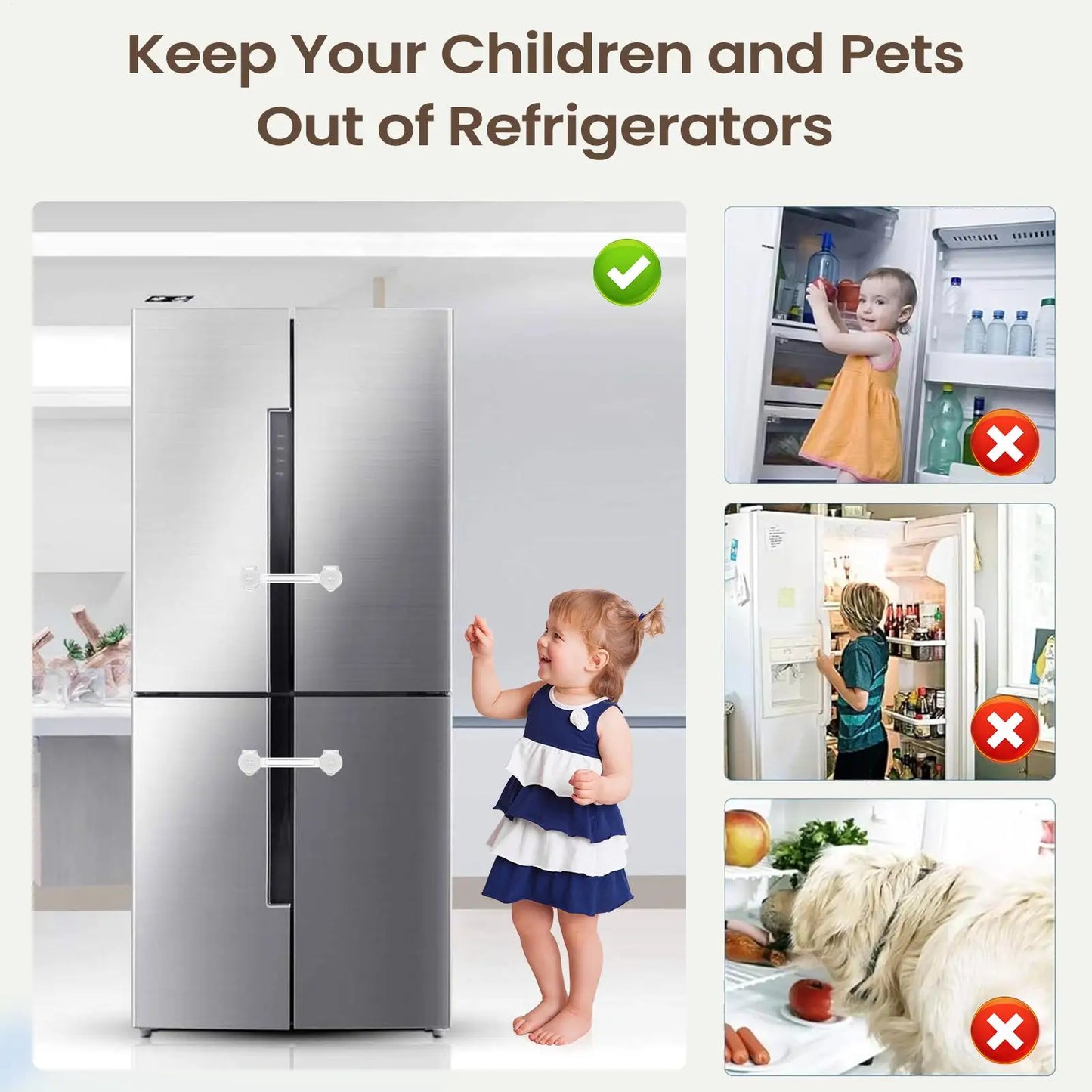 10Pcs Baby Cabinet Locks Strap Drawer Lock Child Anti-opening Refrigerator Lock Home Baby Anti-pinch Safety Protection Buckle