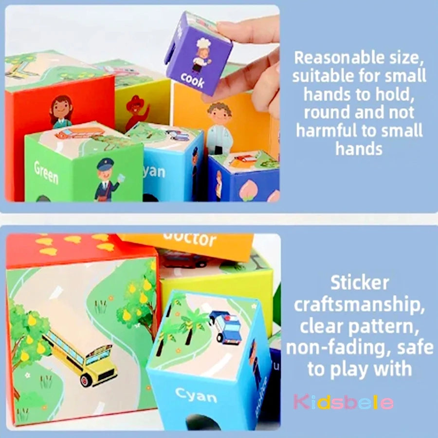 Numbers Color Shape Cognition Nesting Stacking Cubes Rainbow Paper Stacking Box Preschool Learning Montessori Toys Birthday Gift