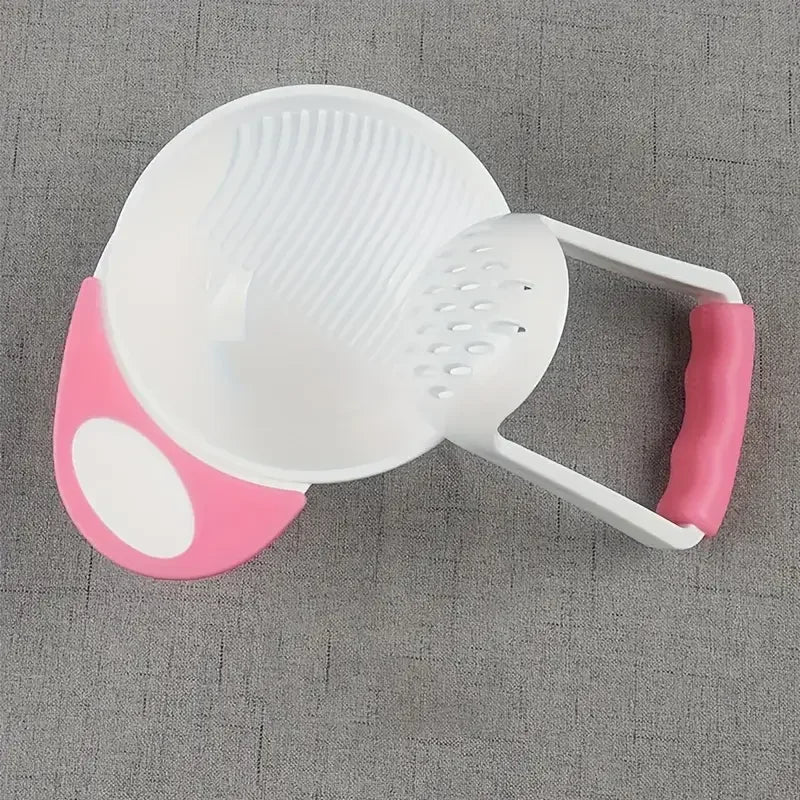 1pc Polypropylene Manual Food Grinder, Fruit Puree Grinding Tool with Anti-Slip Bowl and Screen, Uncharged,