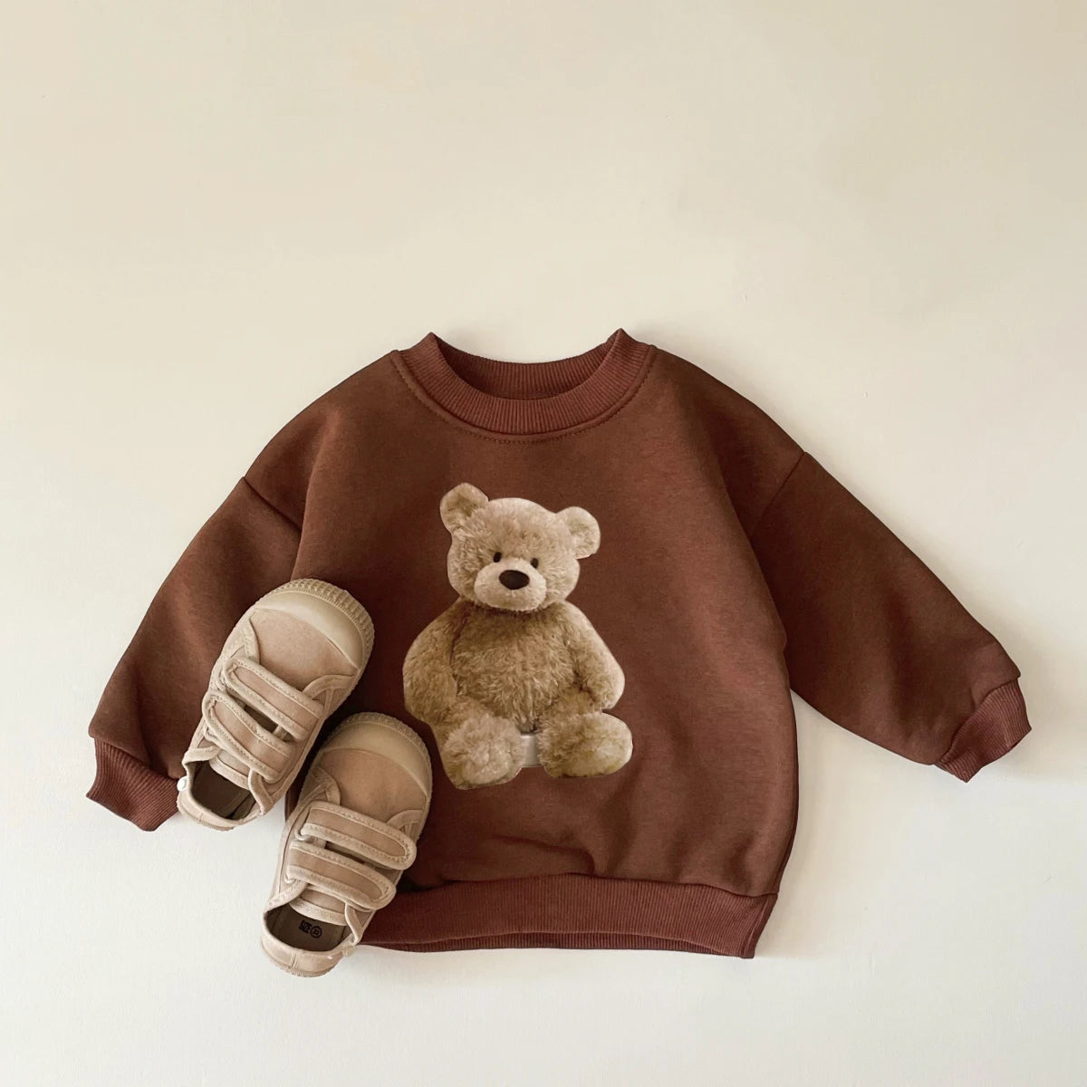Autumn Winter Baby Clothes Cute Bear Print Casual Wear Top Sweater Thick Girls Boys Pullover Tops Soft Comfortable
