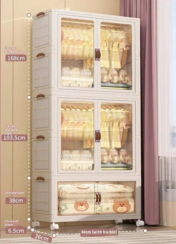 Baby’s Bedroom Closets Wardrobe Clothes Folding Bins Transparent Visual Cabinets Stable Load-bearing Clothes Organizer Rack