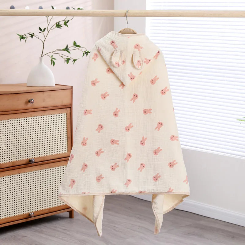 Children Hooded Bath Towel Cute Kids Beach Towel Cloak Cartoon Animal Style Newborn Bathrobe Quilt Washcloth Bathrobes