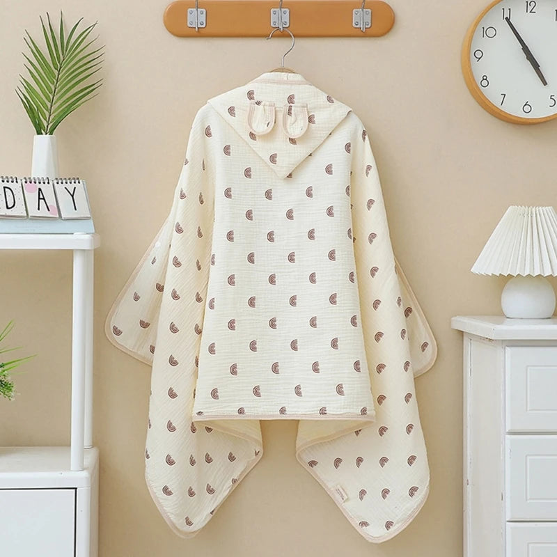 Soft Cotton Baby Hooded Towel Bath Towel for Boys Girls rabbit ear Bathrobe Sleepwear Kid's Clothing Floral Print Color ponchos