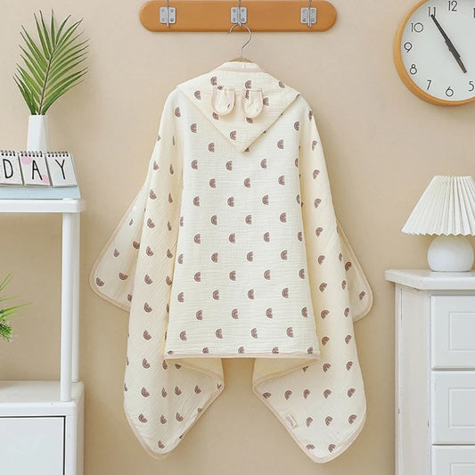 Soft Cotton Baby Hooded Towel Bath Towel for Boys Girls rabbit ear Bathrobe Sleepwear Kid's Clothing Floral Print Color ponchos