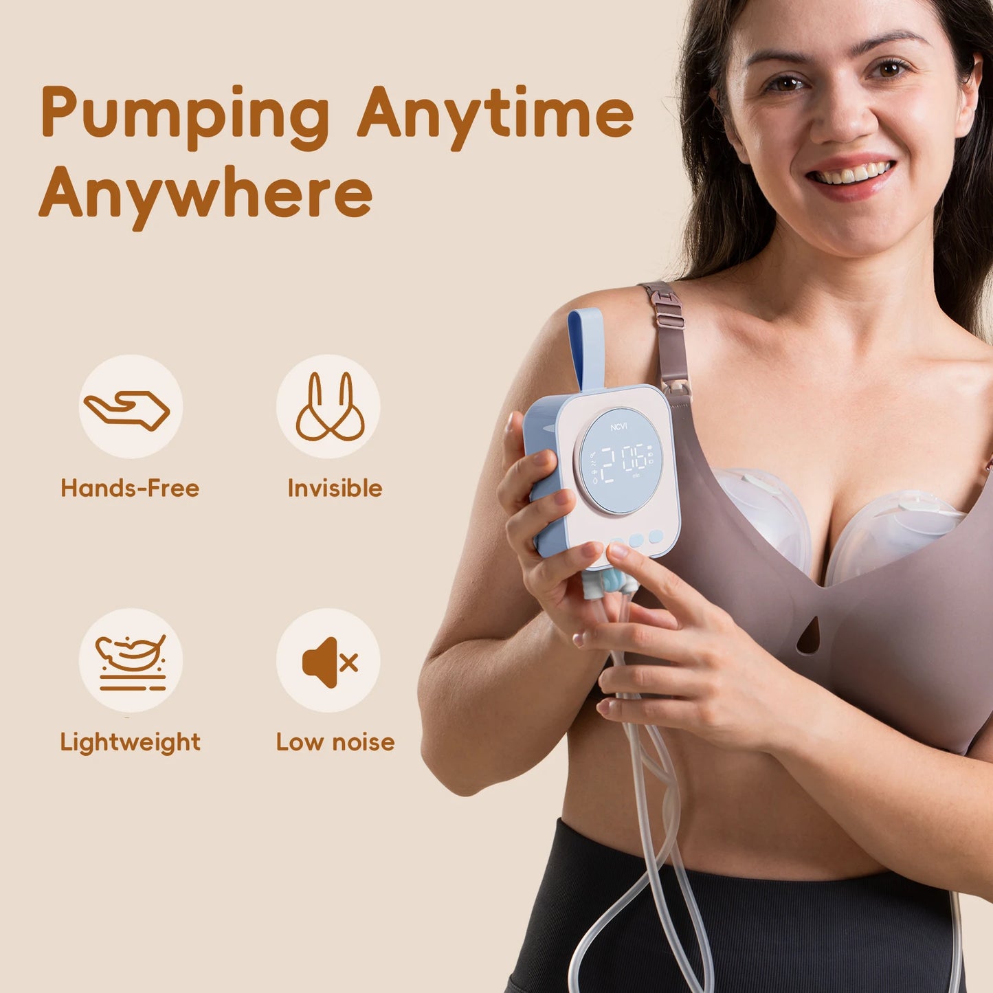 NCVI Hands Free Wearable Breast Pump, Combined with Strong Motor and Wearable Cups