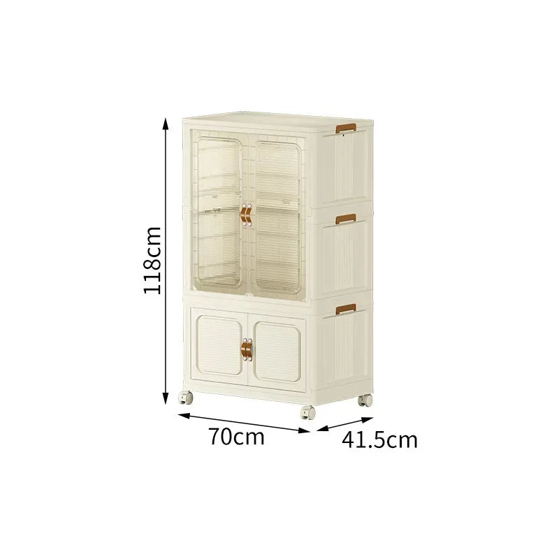 Large Folding Box Installation-free Storage Closet Cabinet Children's Wardrobe Home Living Room Movable Capacity Organizer Bins