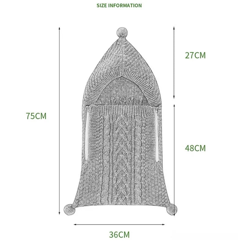 Nouvelles couvertures d'emmaillotage tricotées unies pour bébés de 0 à 1 an, chaudes et douillettes pour l'hiver.