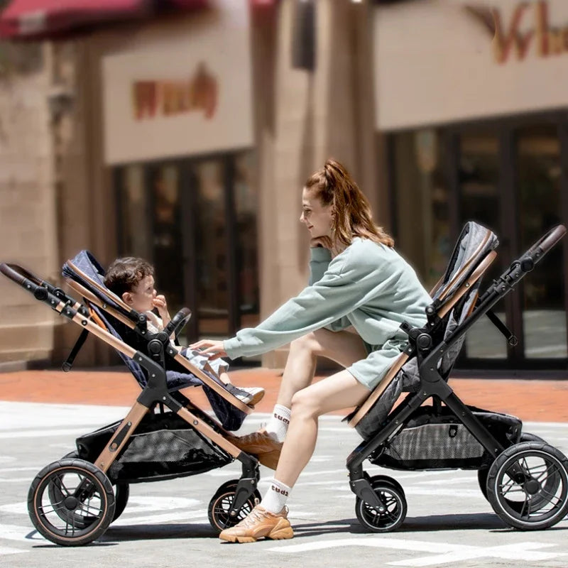 New baby stroller 3 in 1 with car seat,Baby carriages Can sit or lie down multiple child stroller folding Baby stroller