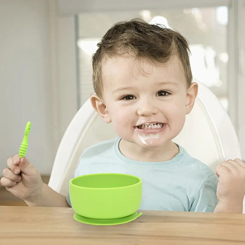 2PCS Baby Silicone Spoon & Fork Set – Soft Training Cutlery