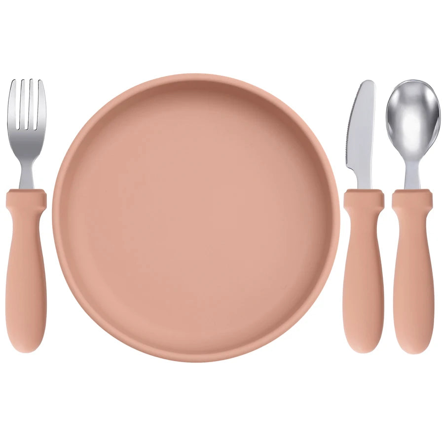 Infant Feeding Set – Silicone Plate, Spoon & Fork