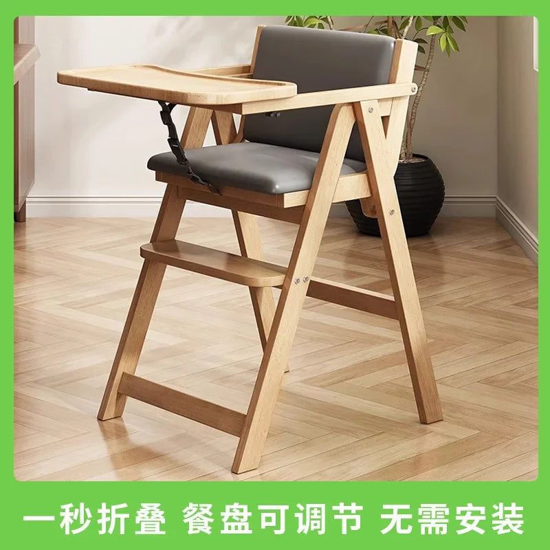 Safe Folding Dining Chair Portable Wooden Baby Feeding Highchair for Travel Hotel Home Equipped with Seat Belts kids chair עגלות