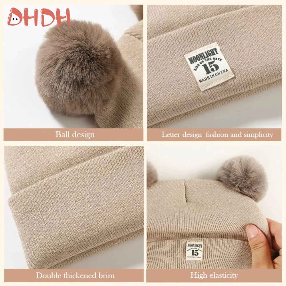Cute Bear Ear Wool Baby Hat and Scarf Winter Set