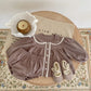 Autumn new baby clothing, 2-piece set of pure cotton half necked long sleeved shirt and triangular bun pants for girls
