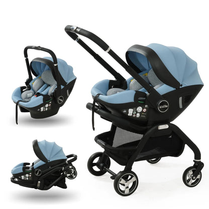 Kidilo 3-in-1 Baby Car Seat Stroller, One Button Fold & Detachable Basket