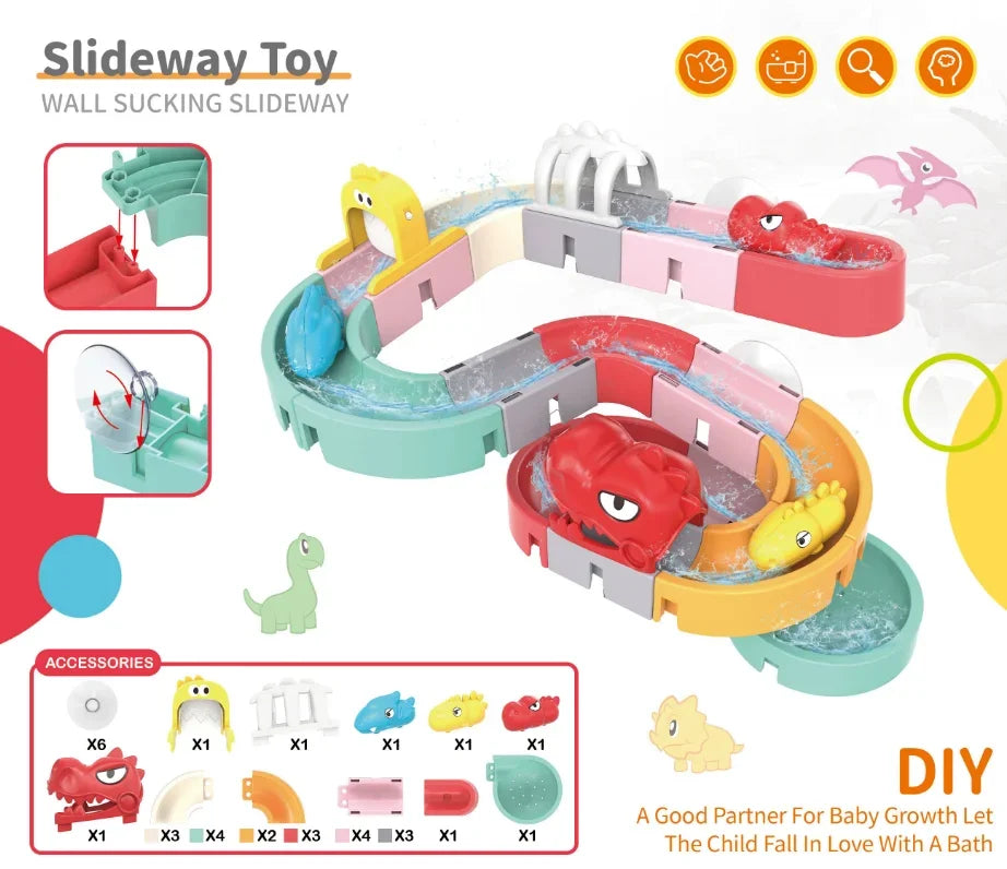 BaBy Spray Outside Pool Bathtub Toys，Water Toys for Kids Bath Toys DIY Building Water Slide Tracks Wall Track Building Set
