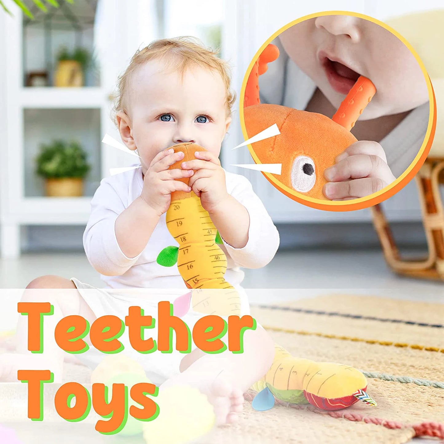 Hochet musical pour bébé – Chenille et Crocodile en peluche