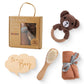 Newborn Bath Gift Set – Cotton Blanket, Milestone Cards & Rattle