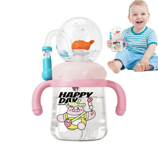 300ml Gravity Ball Straw Cup Leak-Proof Baby Training Cup Kids Water Bottle Leak Proof Spray Drinking Cup for Boys Girls