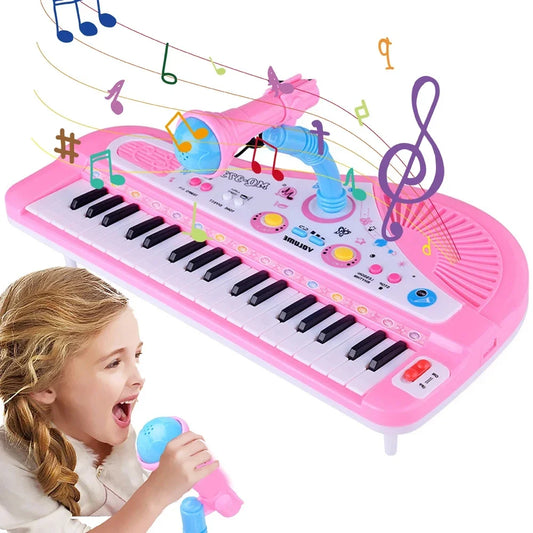 Kids Musical Piano 37 Key Electronic Keyboard Piano for Kids with Microphone Musical Instrument Educational Toys for Boys Gilrs