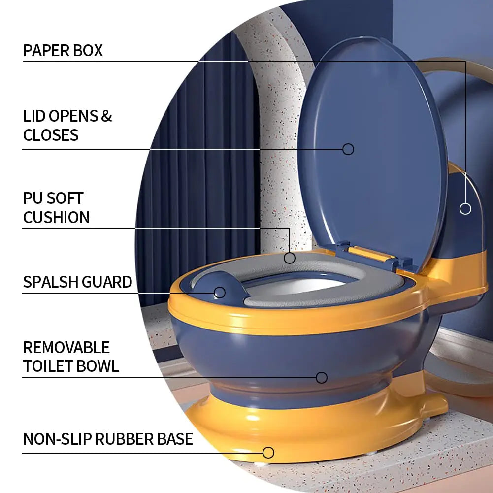 Realistic Toddler Potty Seat – Soft Cushion, Music & Wipe Storage