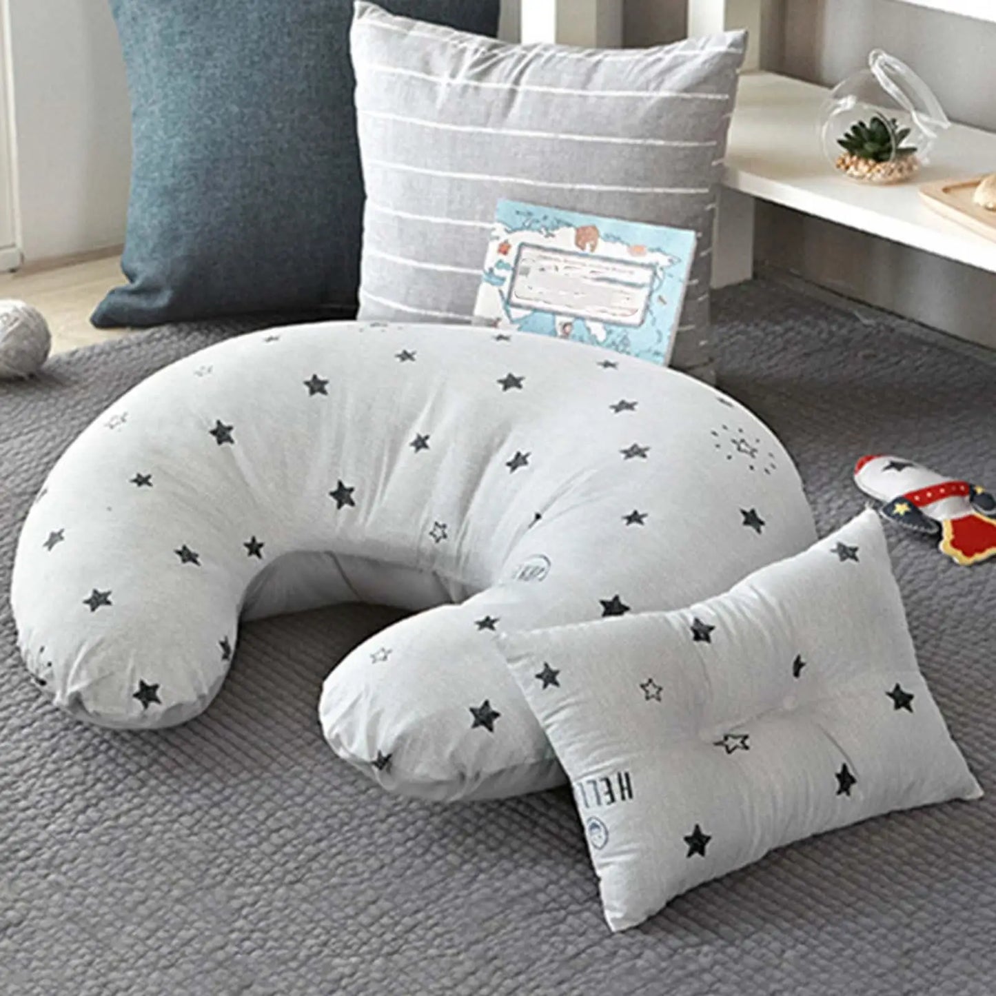 U-Shaped Baby Nursing & Feeding Cushion Waist Support for Breastfeeding Breathable Fabric Ergonomic Shape Nursing Cushion