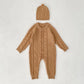 2025 New Autumn Children Clothes Infant Baby Girls Long Sleeved Splicing Knitted Jumpsuit Newborn Baby Knitted Bodysuits+Hat