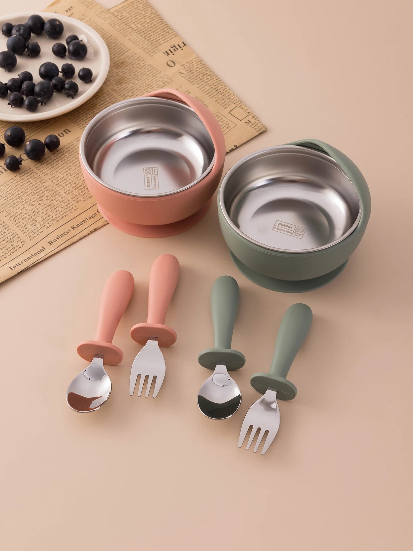 Toddler Feeding Set – 3PCS Bowl, Spoon & Fork for Weaning