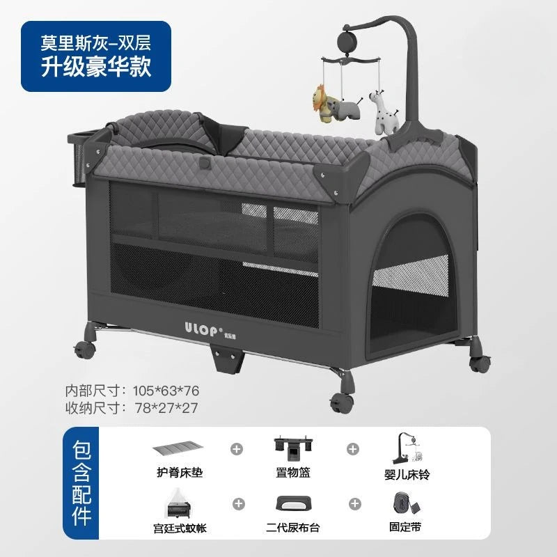 Foldable Baby Crib with Changing Table Convertible Bedside Bassinet Rocker Newborns Baby Sleeping Basket Baby Nest Bed Boy Girl