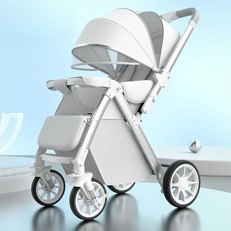 2-in-1 Reversible Lightweight Stroller with Convertible High-view Seat and Foldable Compact Design for Newborns and Toddlers