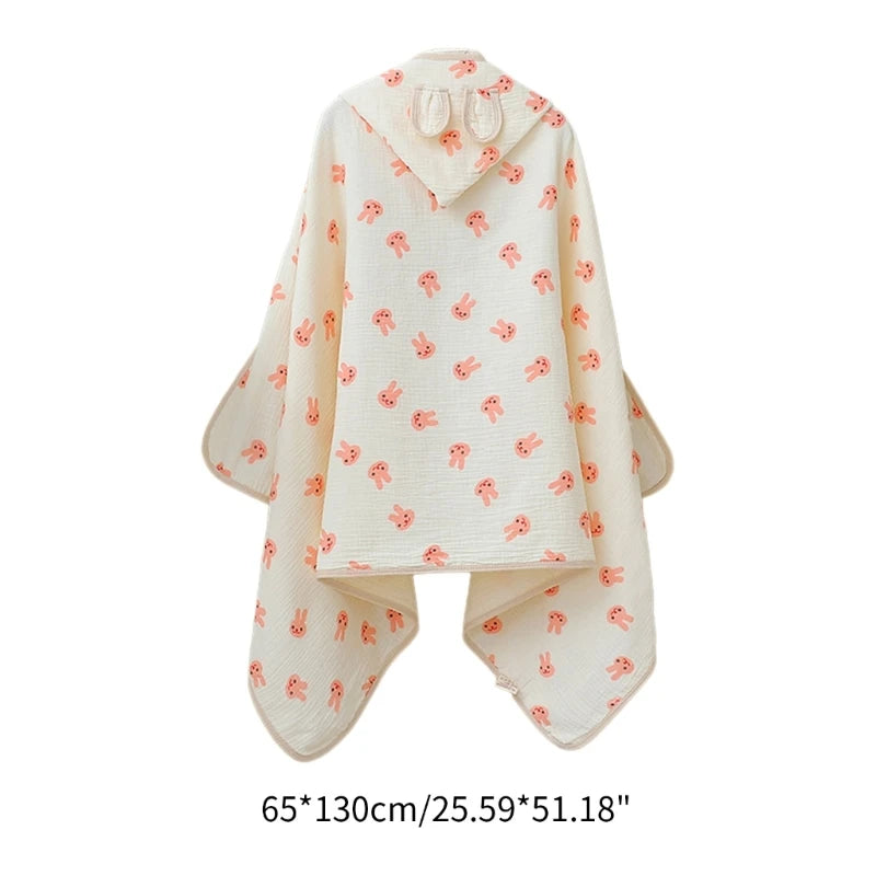 Soft Cotton Baby Hooded Towel Bath Towel for Boys Girls rabbit ear Bathrobe Sleepwear Kid's Clothing Floral Print Color ponchos