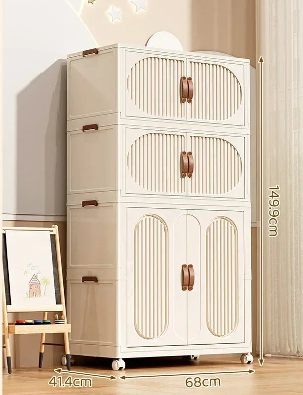 Children's Wardrobe Bedroom Closet Cabinet Baby Storage Box Toy Clothes Organizer Locker Folding Sorting Partition Wardrobe