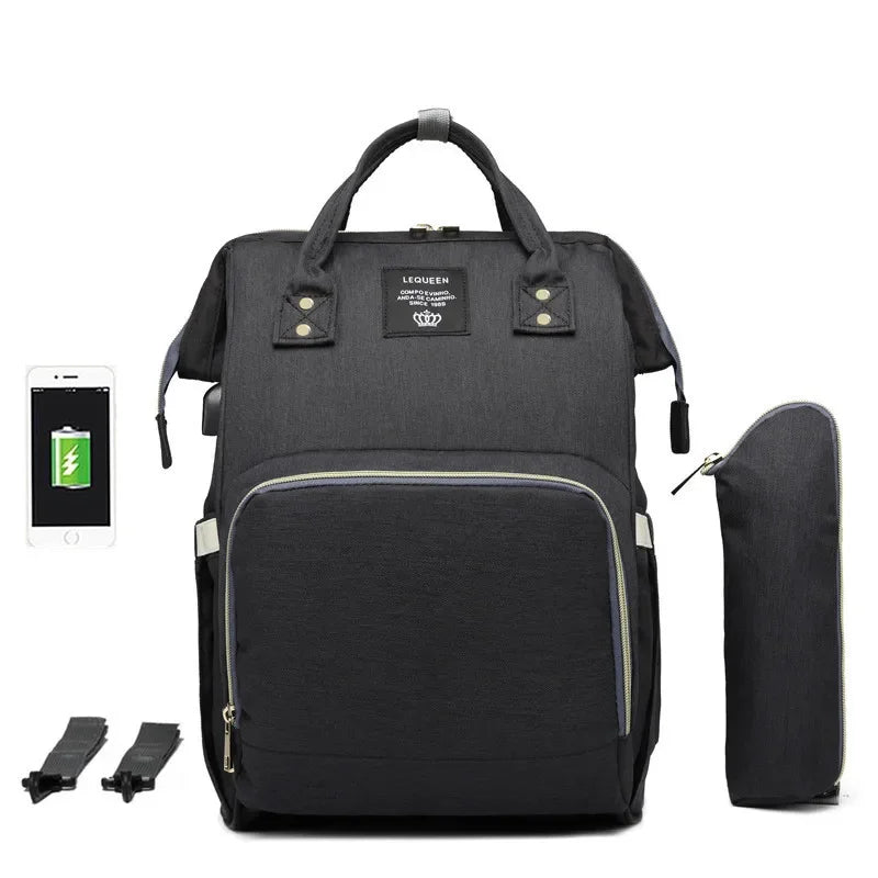 Mummy Diaper Backpack – Large Capacity, USB, Waterproof