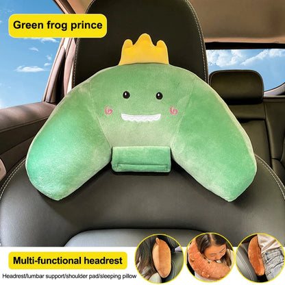 3 in 1 Car Pillow Soft Seat Headrest Pillows For Kids Car Seat Belt Covers Cushion Multi-functional Lumber Cushion Cute Pillows