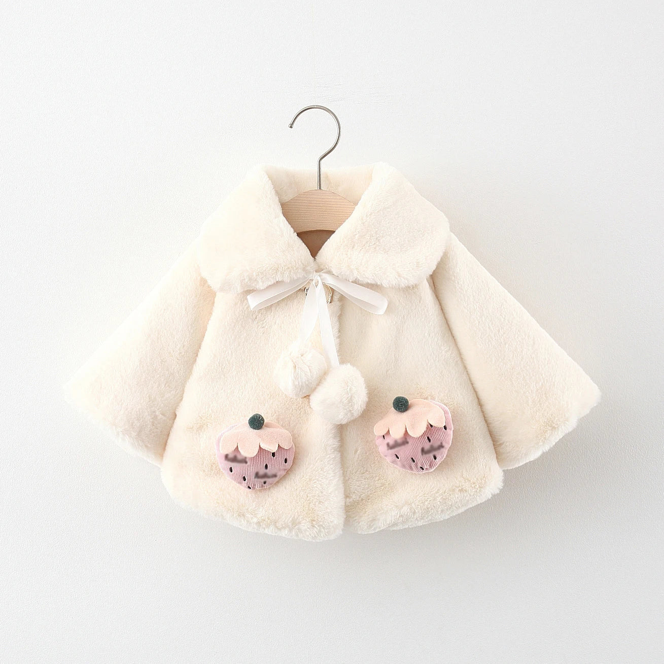 Autumn Winter Newborn Girls Clothes Korean Cute Doll Collar Fleece Warm Thick Baby Tops Cape Faux Fur Coat Kids Jacket BC1521