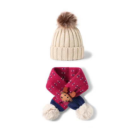 2-12 Year Children's Hat Scarf Set Baby Boy Autumn and Winter Girl Boy Fur Scarf Thickened Hat Spring and Autumn Warm
