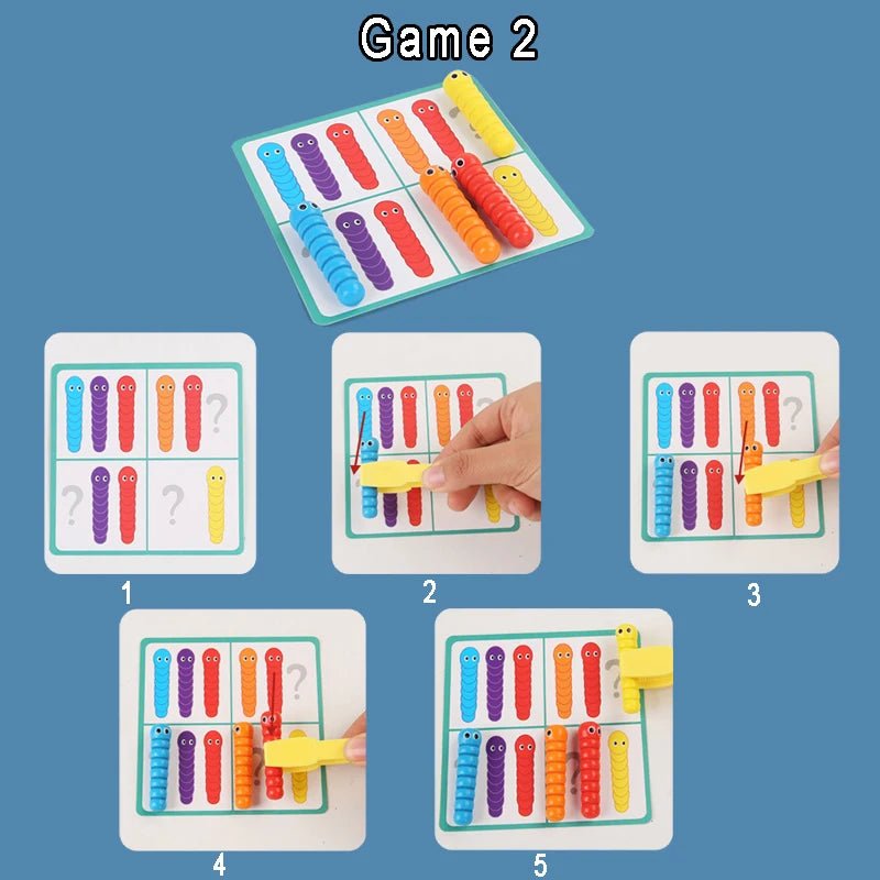 Worm Catch Game Toddler Montessori Colour Matching Sorting Sensory Education Toy Fine Motor Training Parish Novelty Toy for Baby