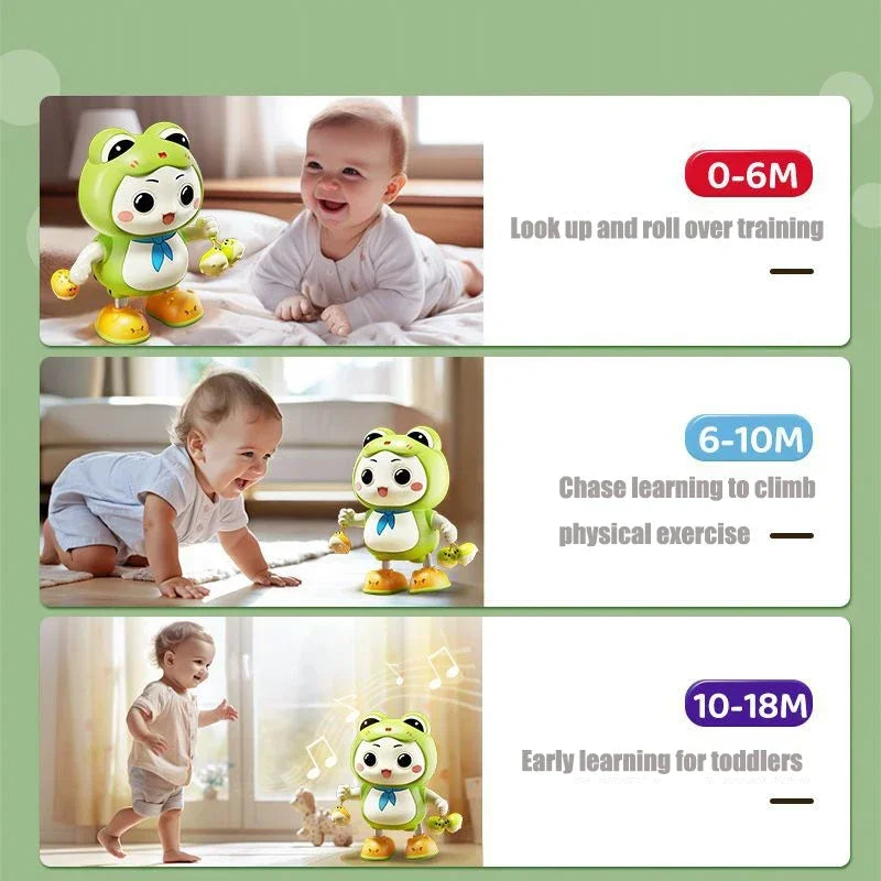 Electric Dancing Frog Toy - Musical Baby Soother with Lights, Tummy Time Trainer & Sensory Play for Infants (Boys Girls Gift)