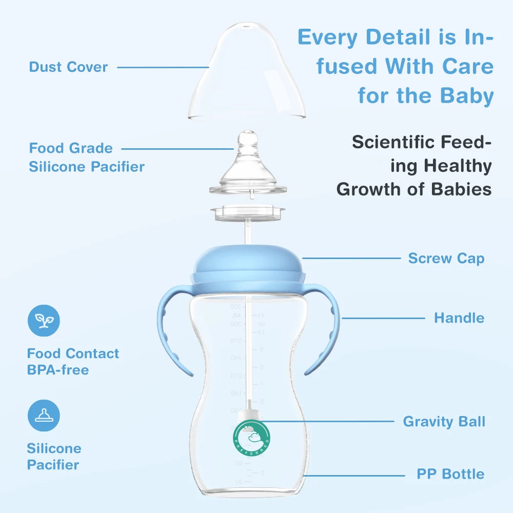 180/330ML Baby Bottle Newborn Baby Bottle  Feeding Cup with Gravity Ball Milk Bottle Baby Bottles Double Handle