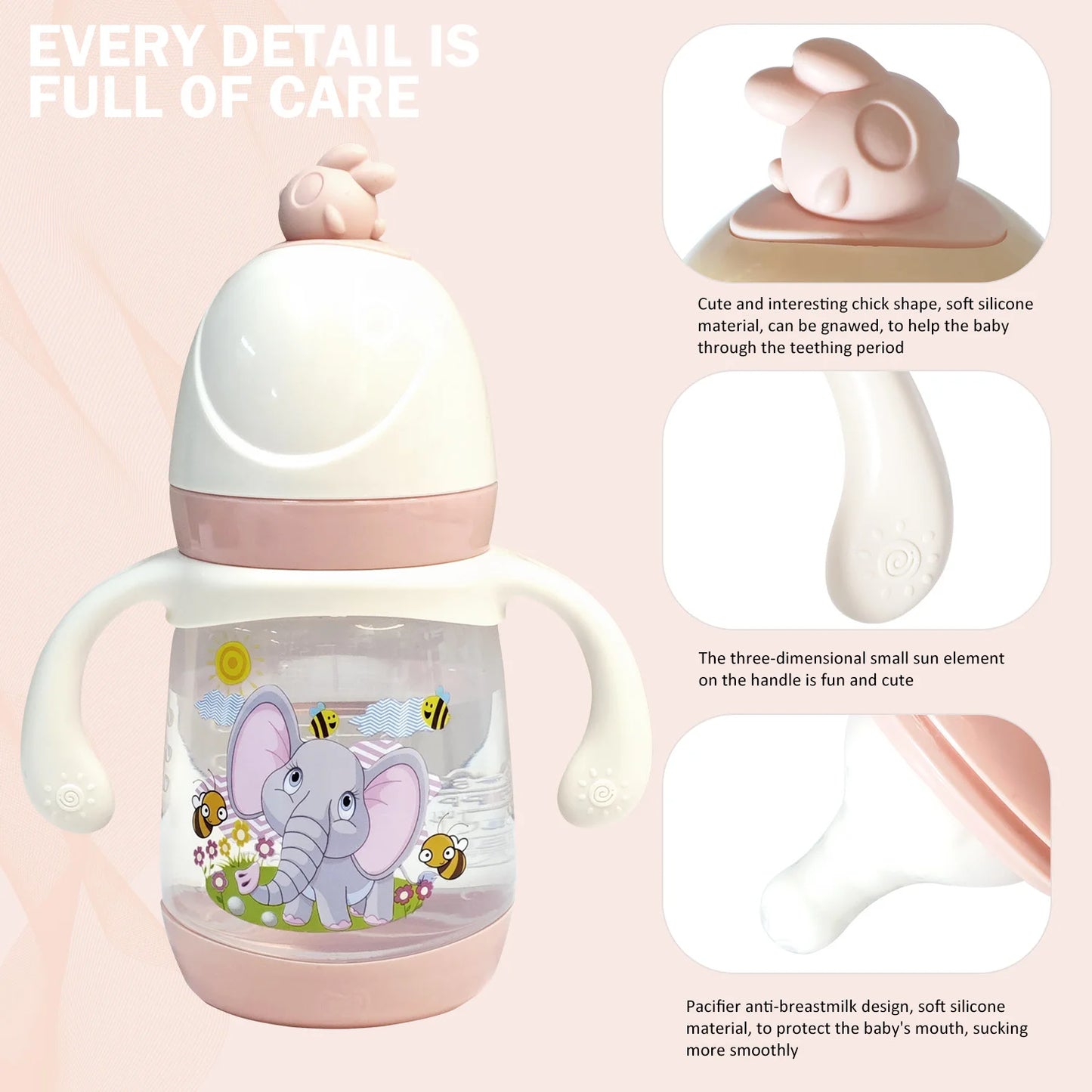 240ml Cartoon Baby Feeding Bottle – BPA-Free, Drop & Leak-Proof