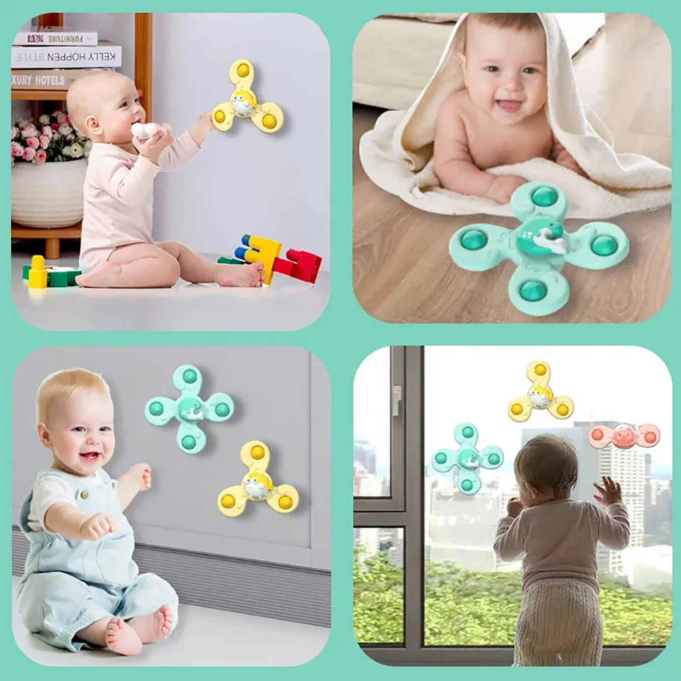 Baby Bath Water Toy – Rotary Suction Cup Cartoon Rattle