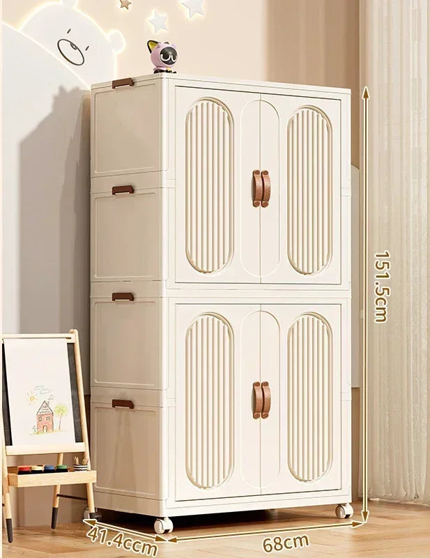 Children's Wardrobe Bedroom Closet Cabinet Baby Storage Box Toy Clothes Organizer Locker Folding Sorting Partition Wardrobe