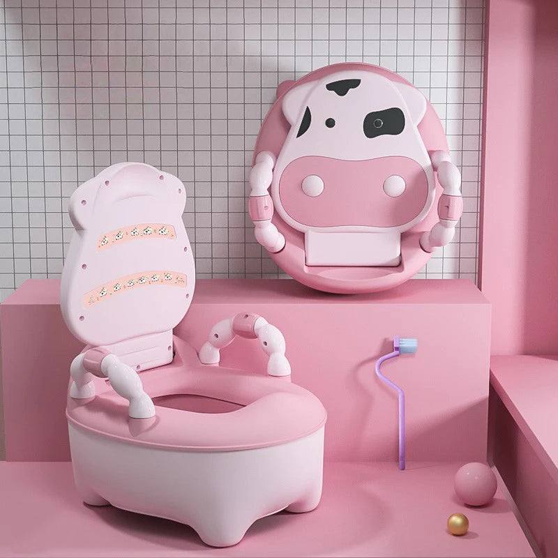 Cartoon Cow Baby Potty – Portable Toilet Seat with Lid for Toddlers